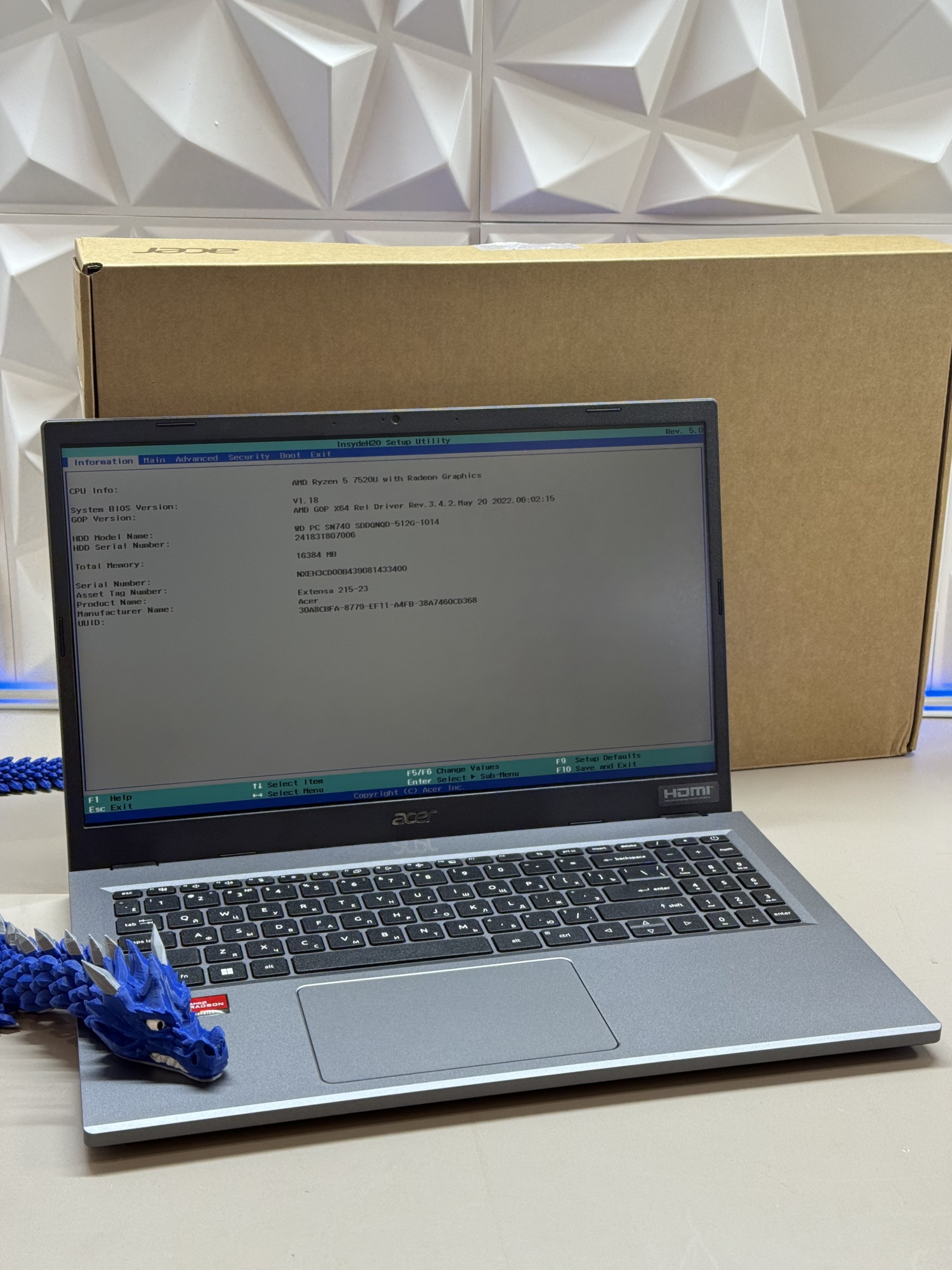 Ноутбук Acer Extensa 15 EX215-23-R8PN Ryzen 5 7520U/16Gb/SSD512Gb/610M/15.6"/IPS/FHD/noOS/grey