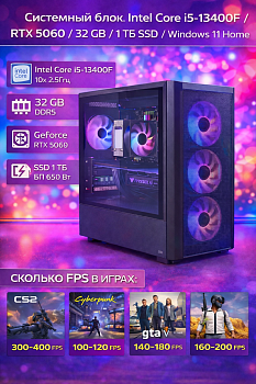 Системный блок Bloody BD-PC CB76C2 MT i5 13400F/16Gb/SSD1Tb RTX5060 8Gb/650W/W11H64/черный (RUS)